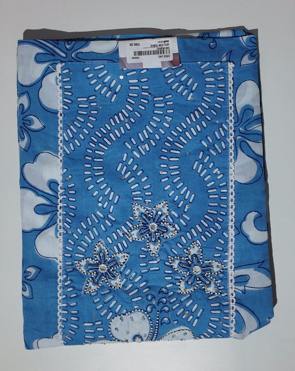 Vibrant Azure Blossom Unstitched Suit: A Canvas of Comfort",