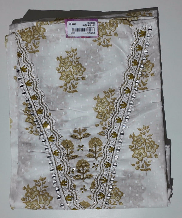 Chic Blossom Unstitched Suit with Exquisite Lace Detail",