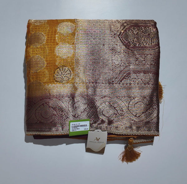 Gilded Splendor: Marigold-Embroidered Festive Saree",