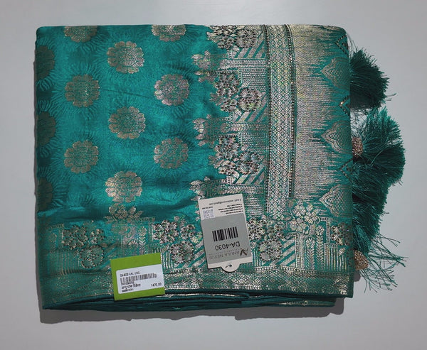 Teal Radiance: Handcrafted Banarasi Silk Saree",