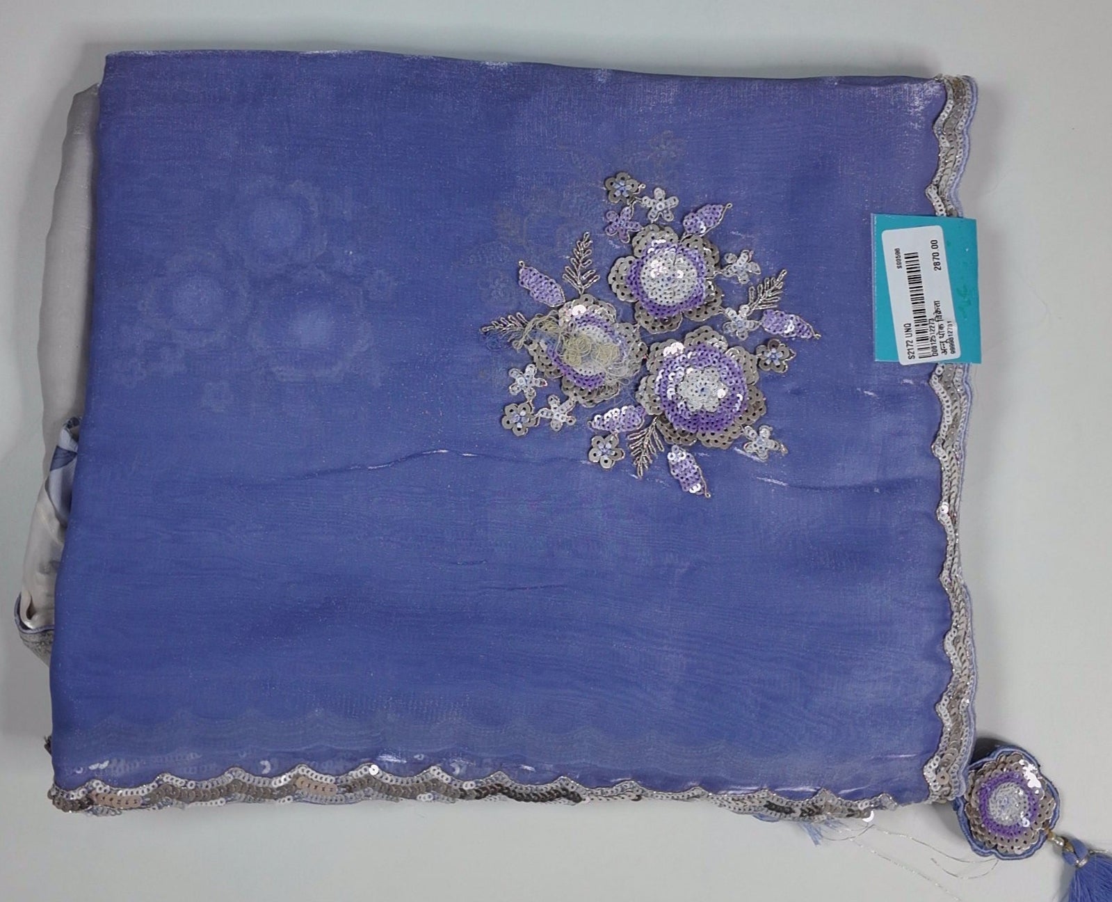 Mystic Lavender Saree with Shimmering Floral Embroidery",