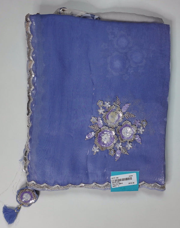 Mystic Lavender Saree with Shimmering Floral Embroidery",