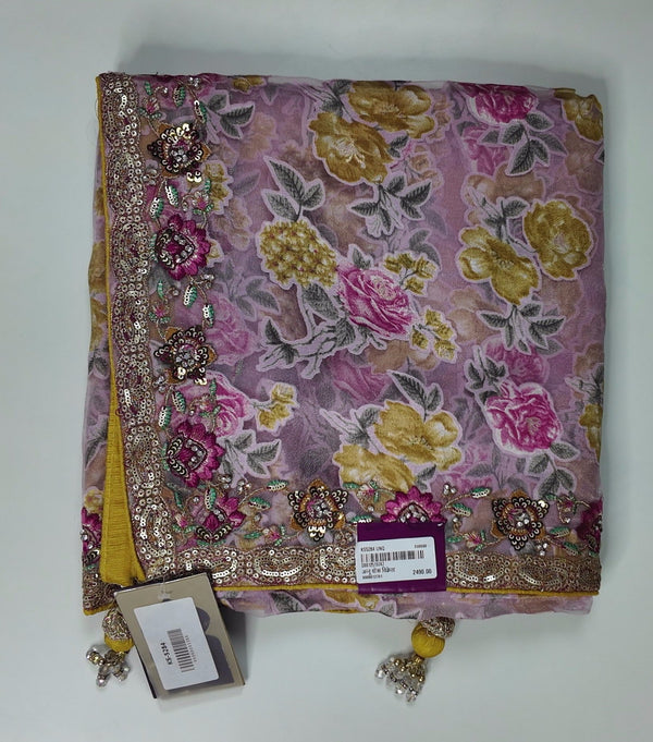 Floral Symphony Georgette Saree with Embroidered Elegance",