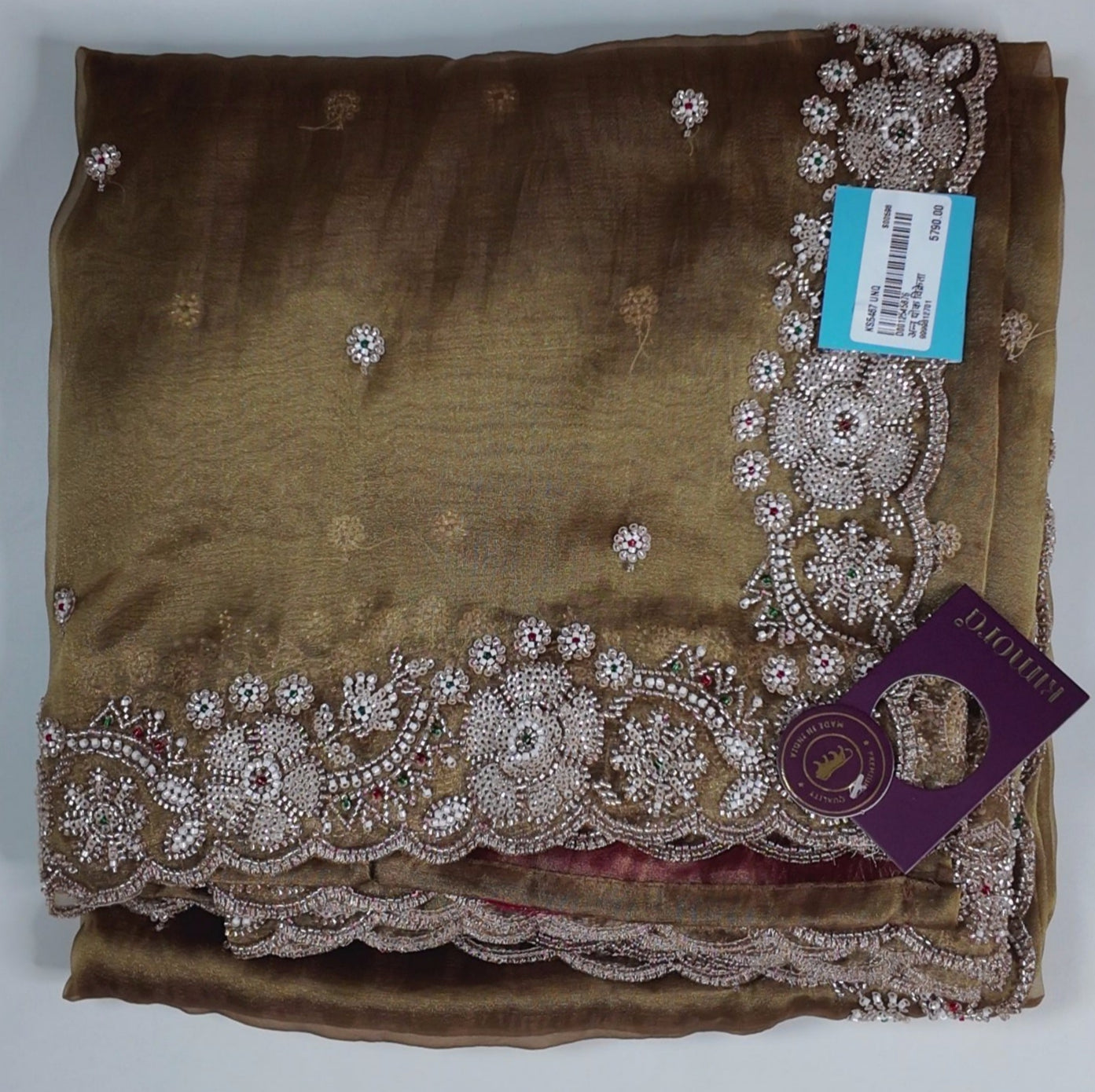 Gilded Rose: Ethereal Embroidered Festive Saree",