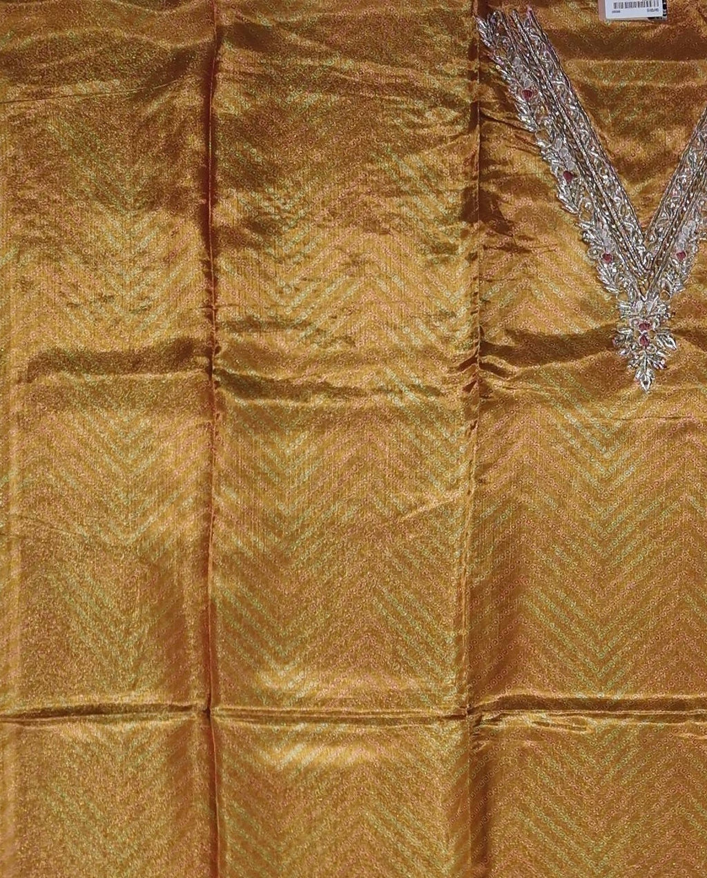 Radiant Gold Unstitched Suit with Intricate Embroidery