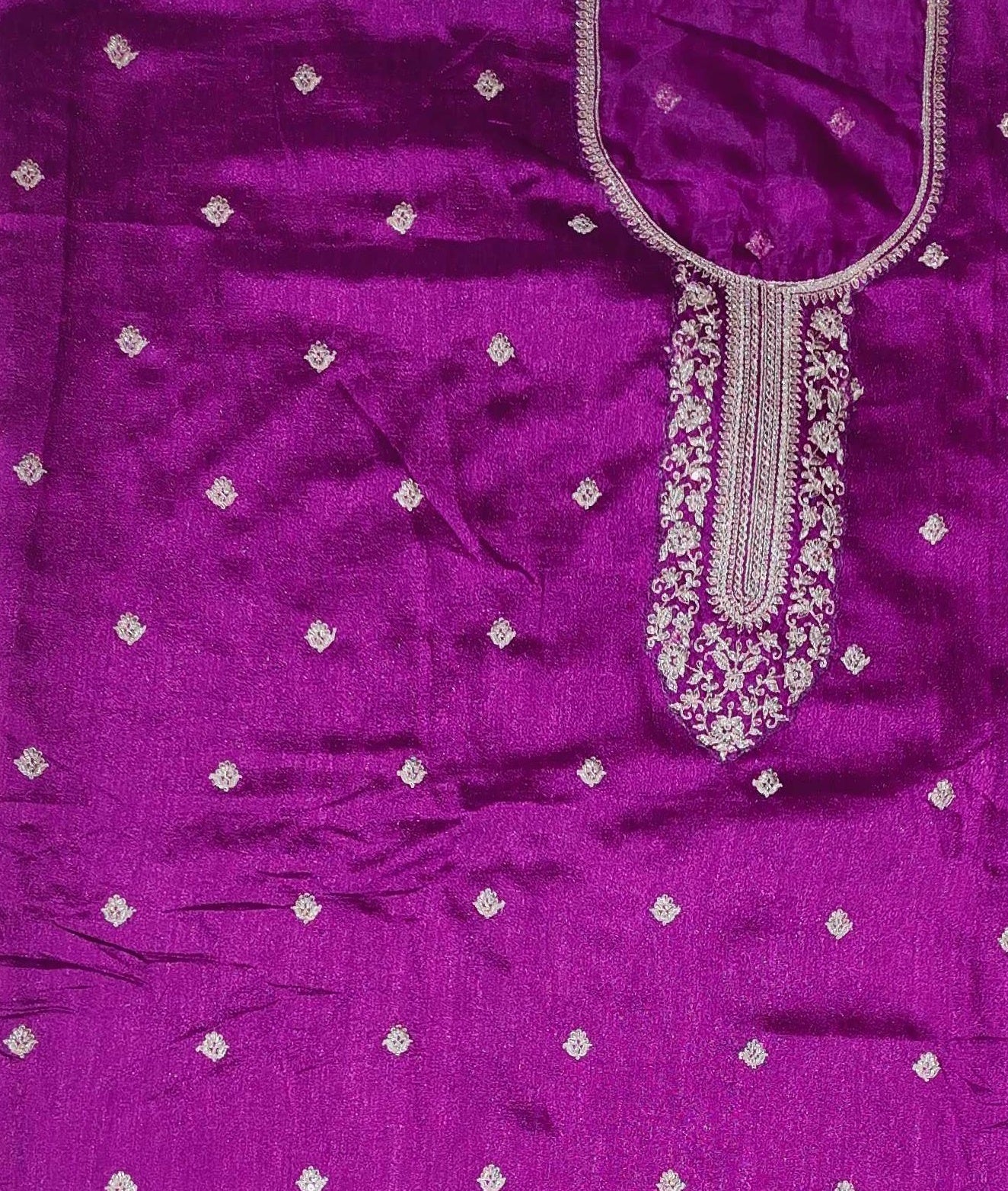 Regal Plum Unstitched Suit with Intricate Silver Embroidery