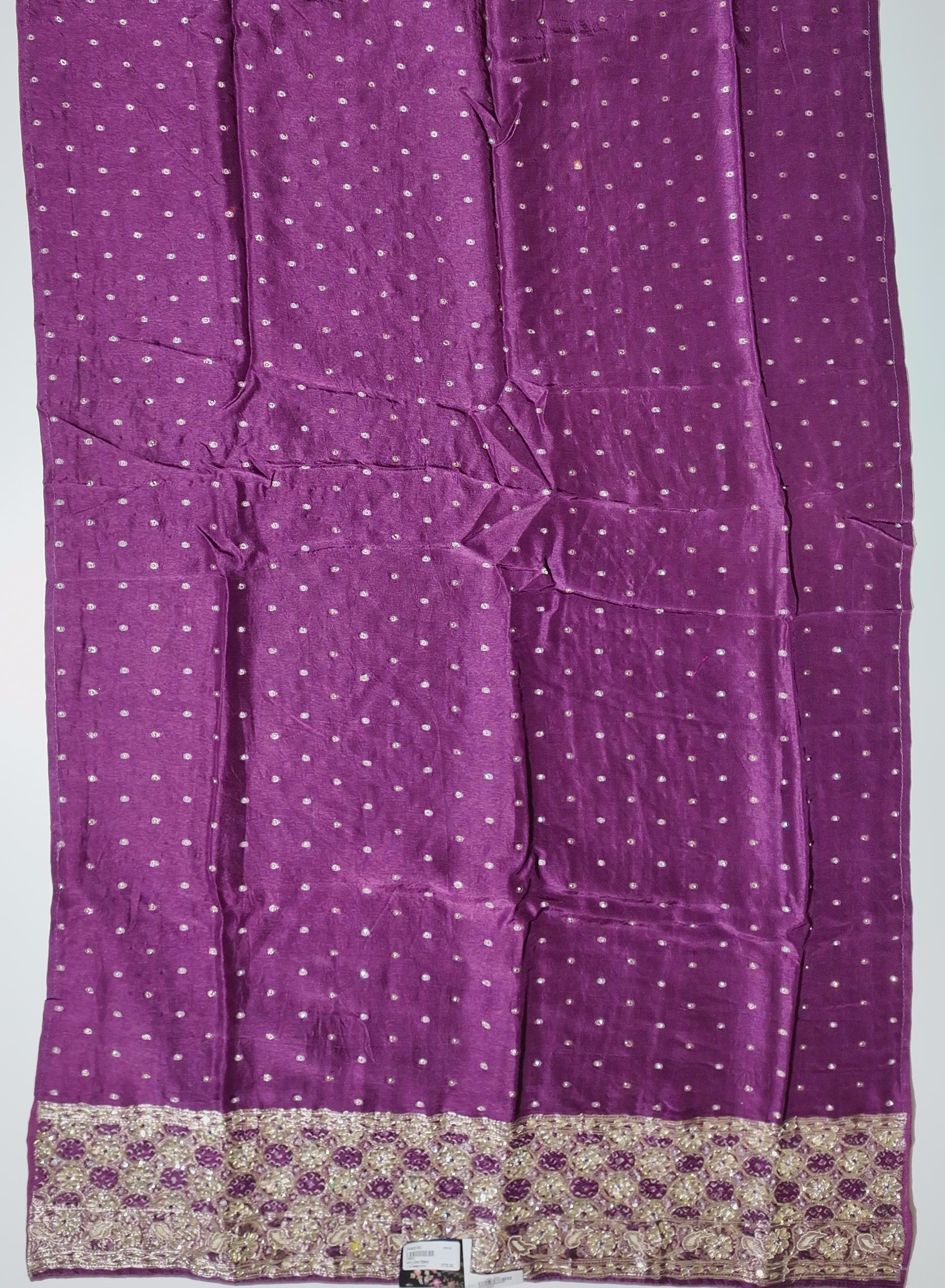 Regal Velvet Glam: Luxurious Unstitched Suit with Gold Embellishments",