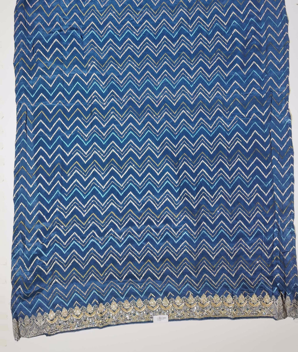 Midnight Blossom Unstitched Suit Set with Chevron Glam",