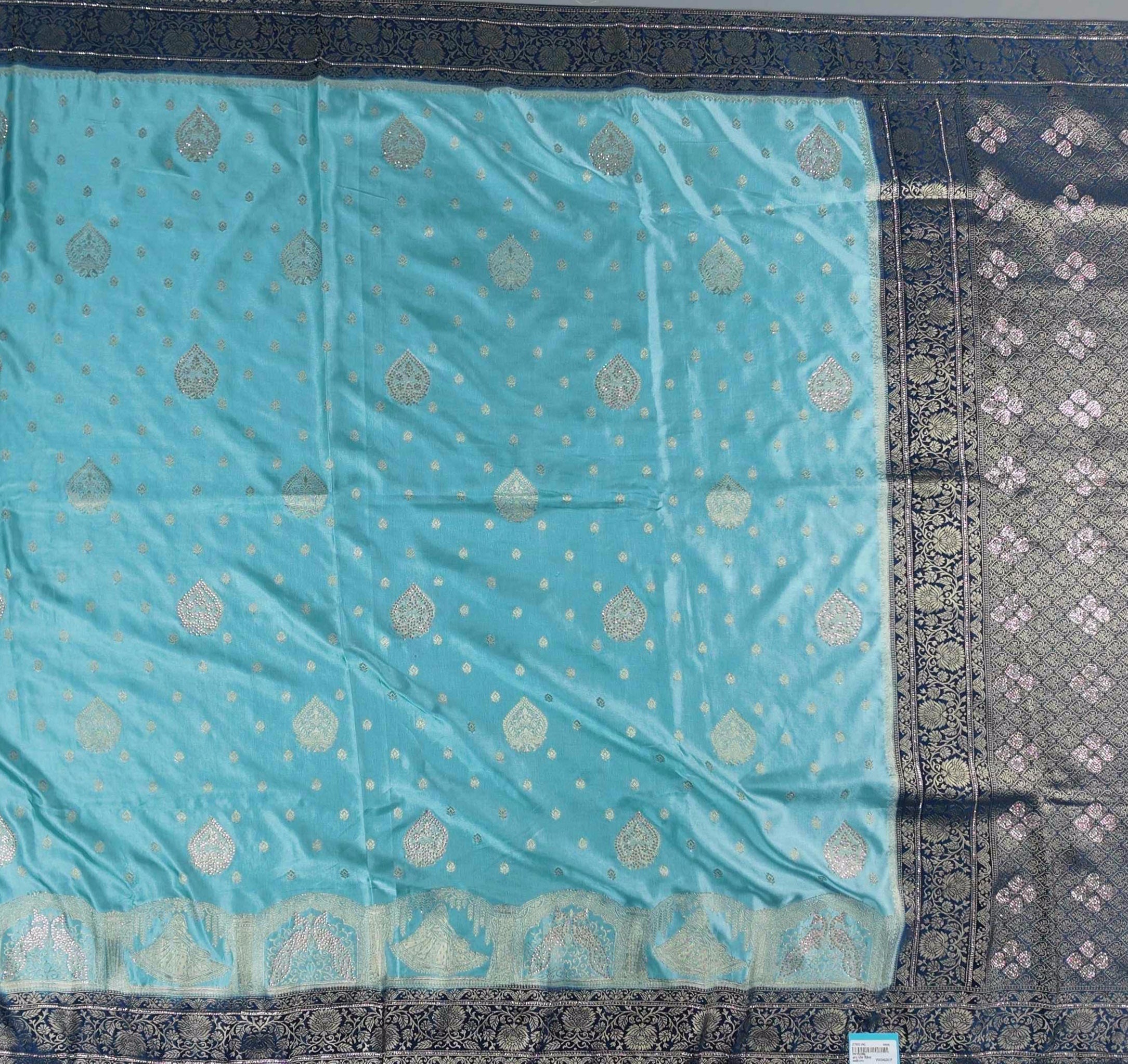 Azure Elegance: Handwoven Tapestry Silk Saree",