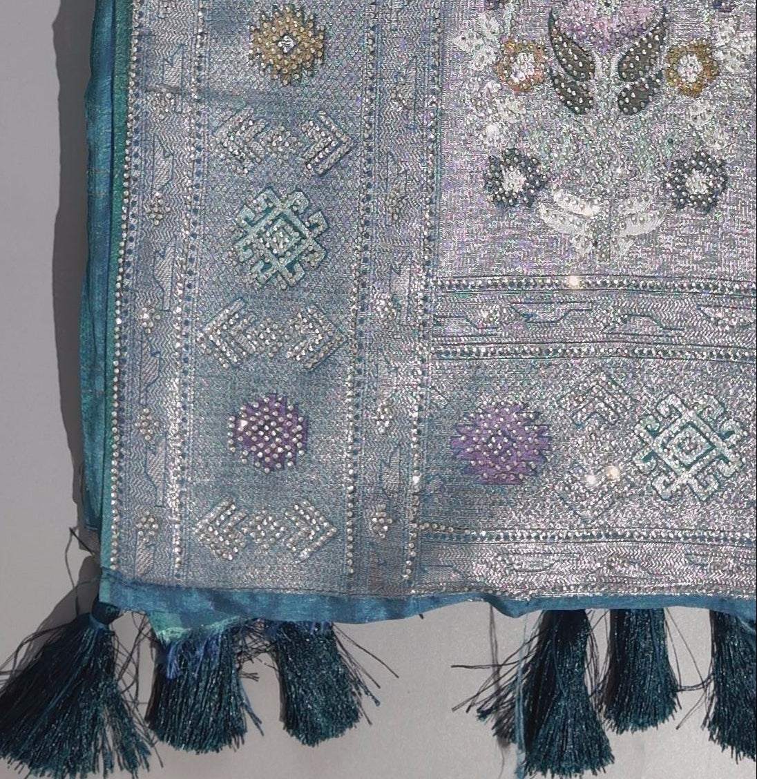 Opulent Celestial Weave: Intricately Embellished Saree",