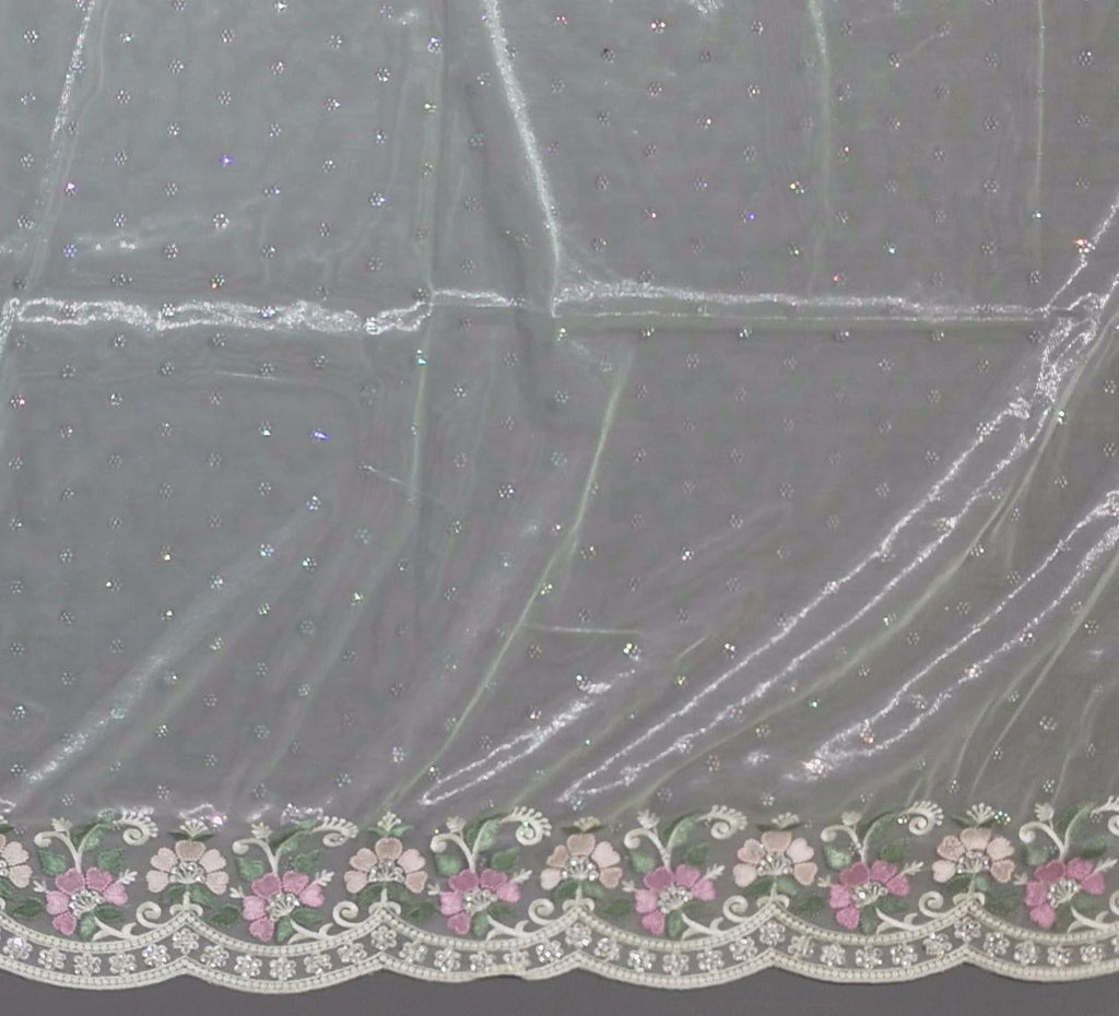 Pastel Elegance: Mint Green Floral Delight Saree",