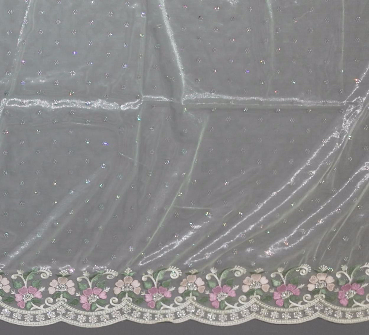 Pastel Elegance: Mint Green Floral Delight Saree",