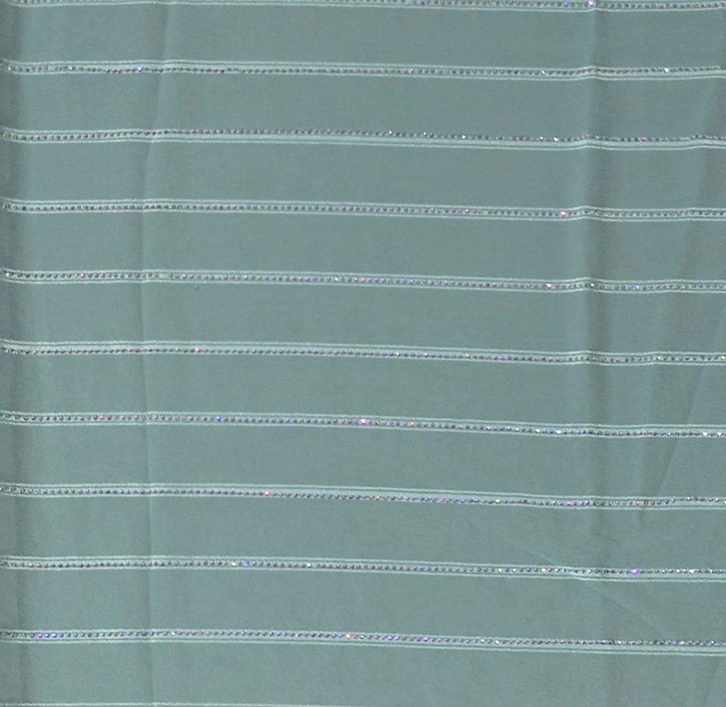 Aqua Luster: Luxe Striped Shimmer Saree",