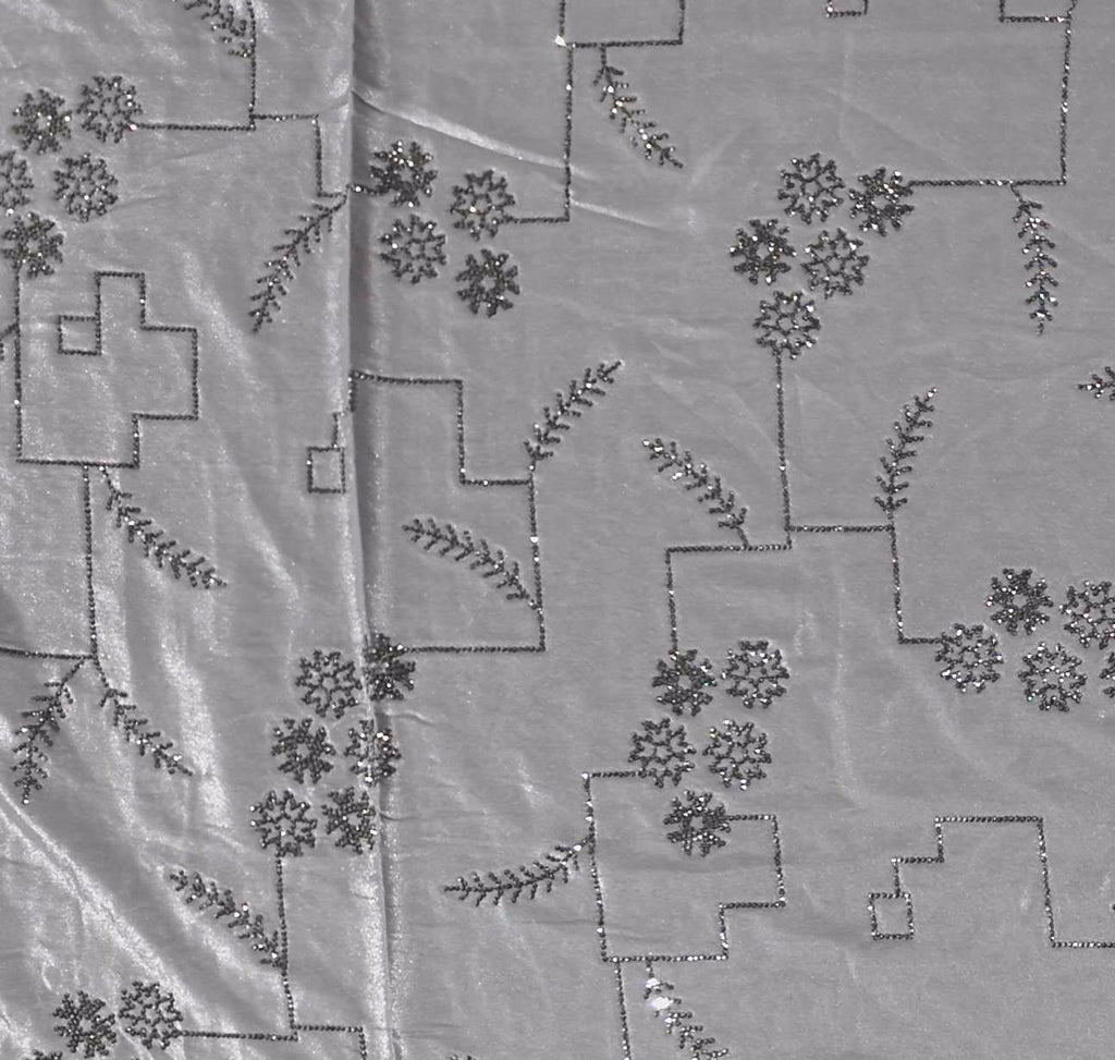 Silk Splendor: Charcoal Grey Geometric Embroidered Saree",