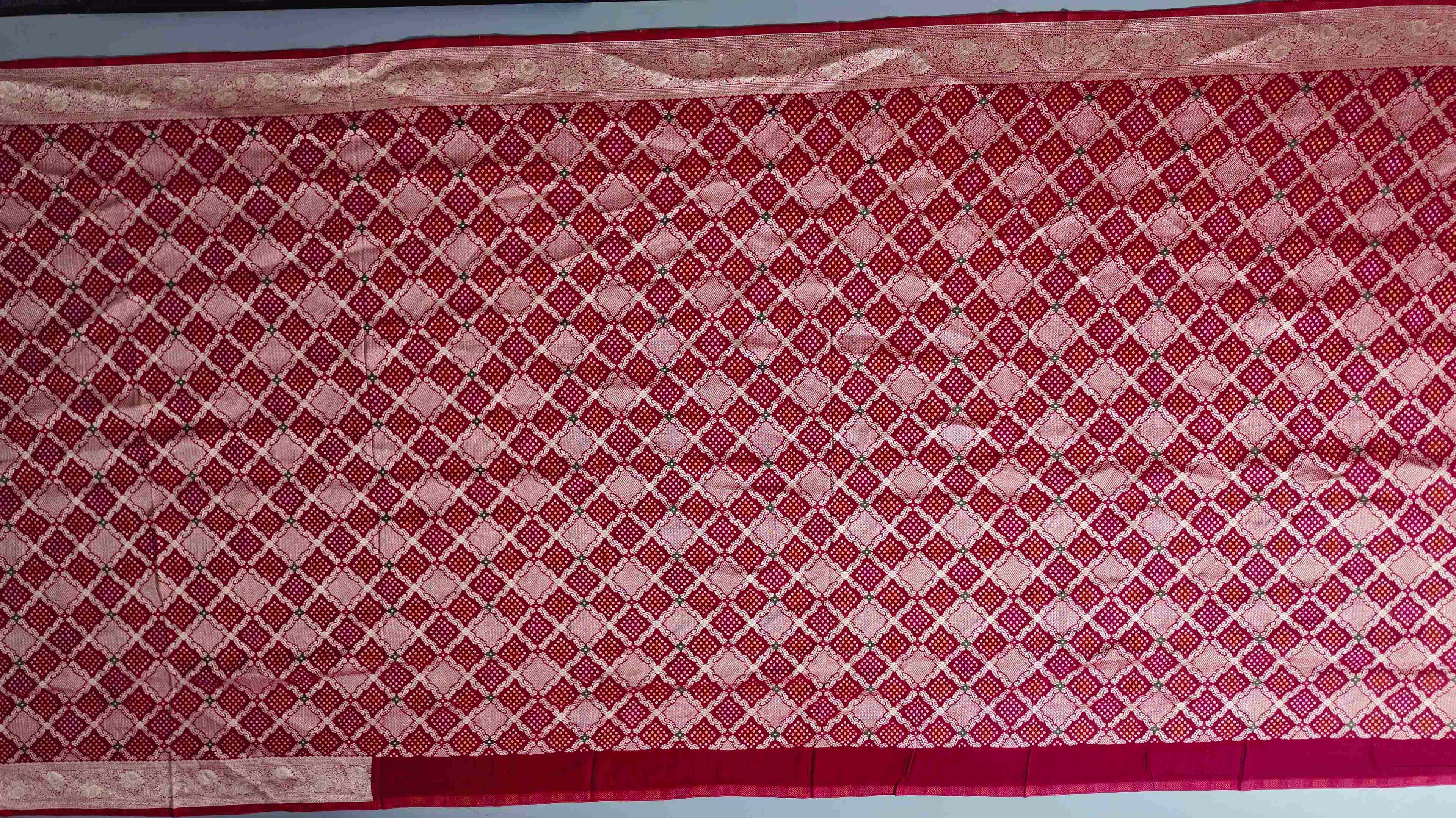 Vivid Crimson Geometric Dream: Unstitched Suit Fabric",