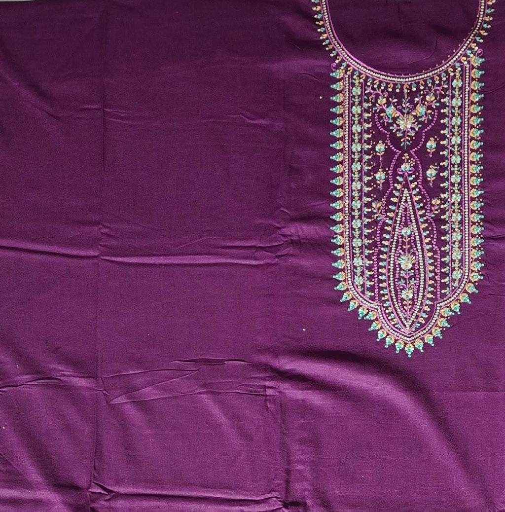 Regal Plum Unstitched Suit with Intricate Embroidery