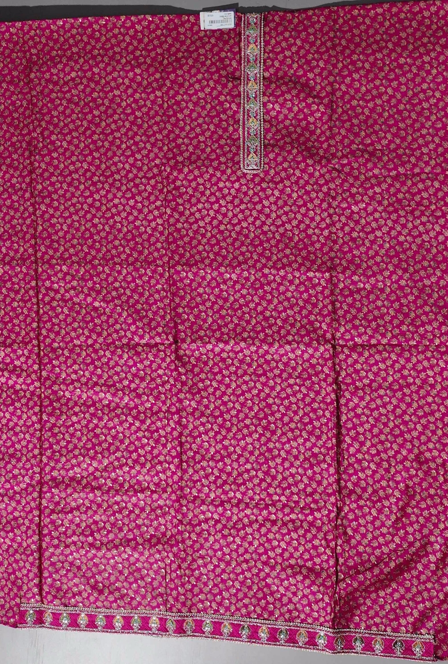 Vibrant Fuchsia Brocade Suit with Ornate Embroidery