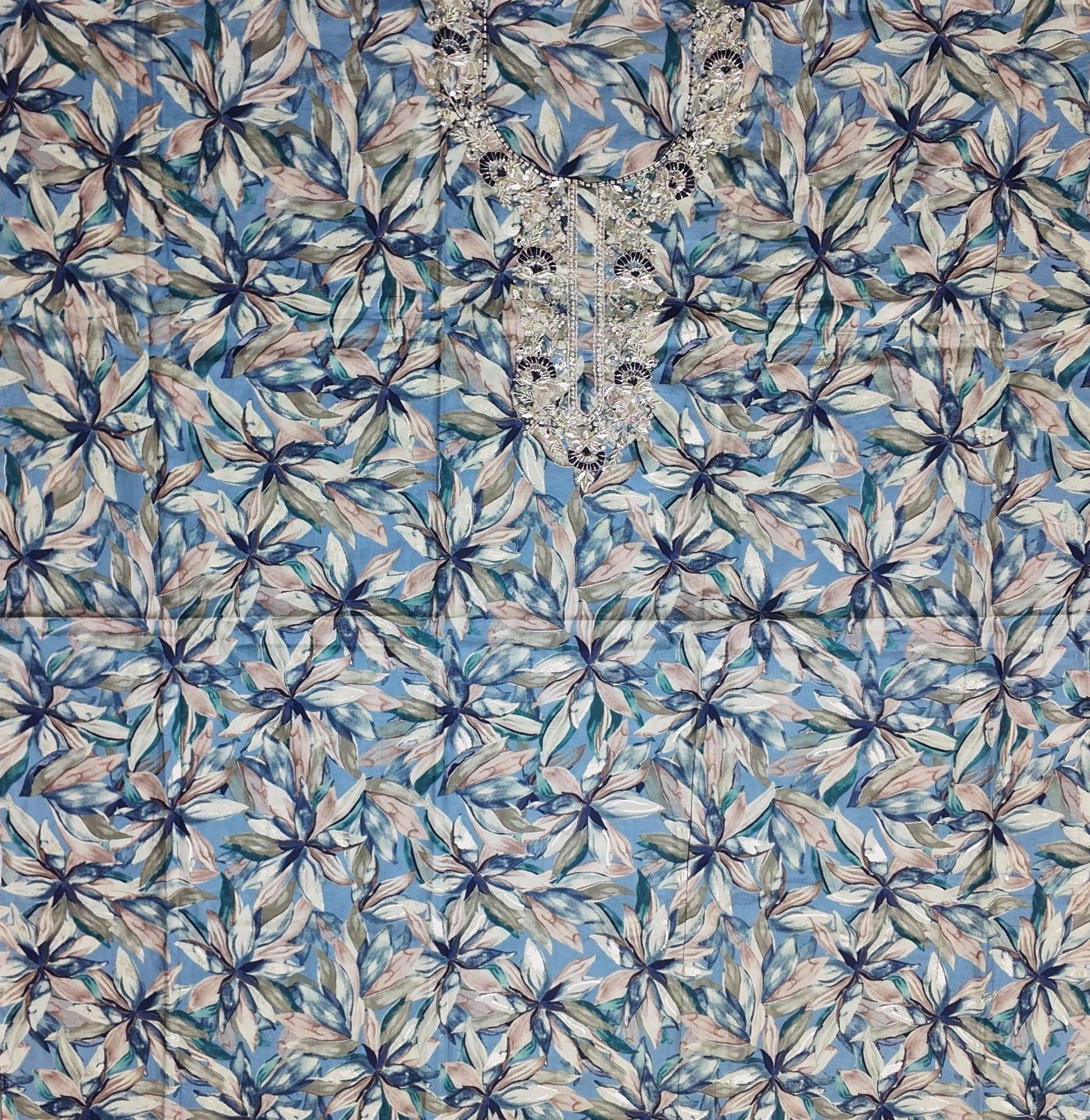 Floral Symphony: Artisanal Unstitched Suit for Festive Celebrations",