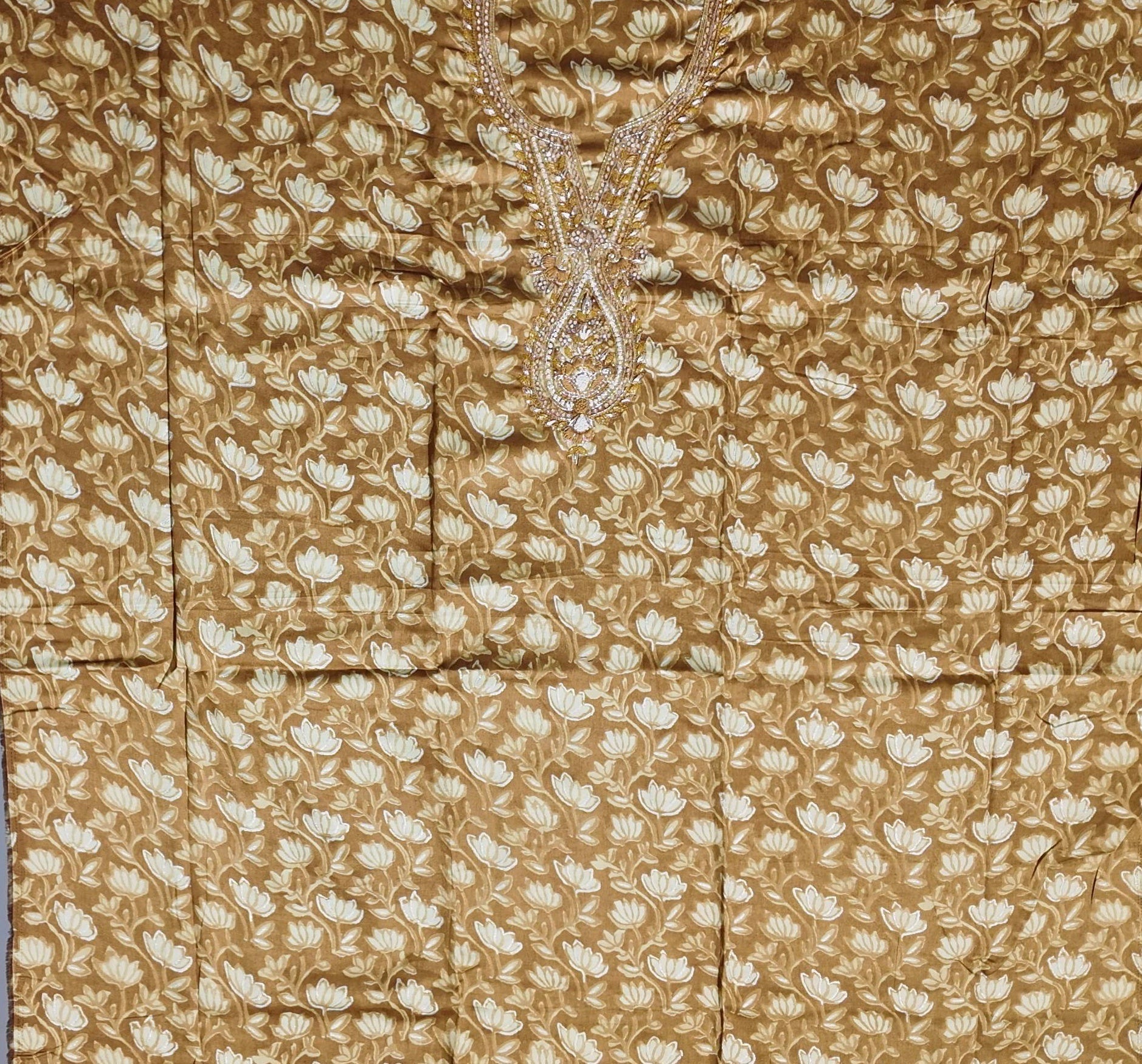 Golden Blossoms: Luxurious Unstitched Suit for Every Occasion