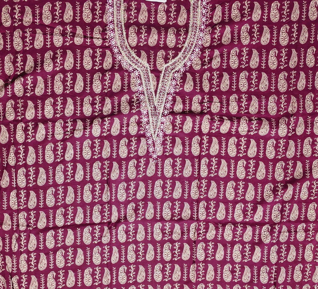 Regal Paisley Ensemble: Unstitched Maroon Delight