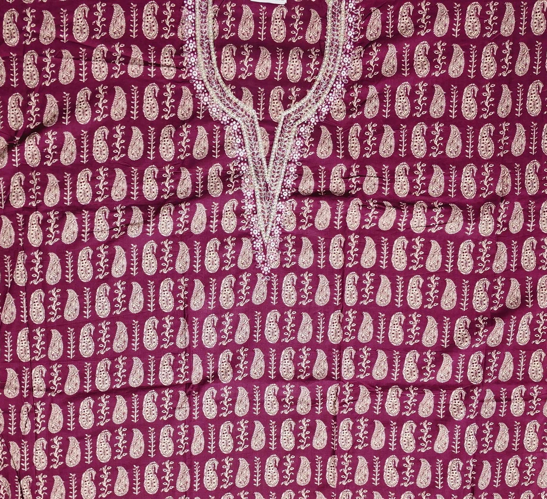 Regal Paisley Ensemble: Unstitched Maroon Delight