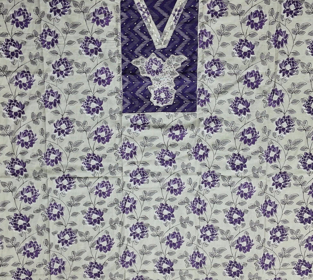Chic Violet Waves: Unstitched Comfort Suit Set
