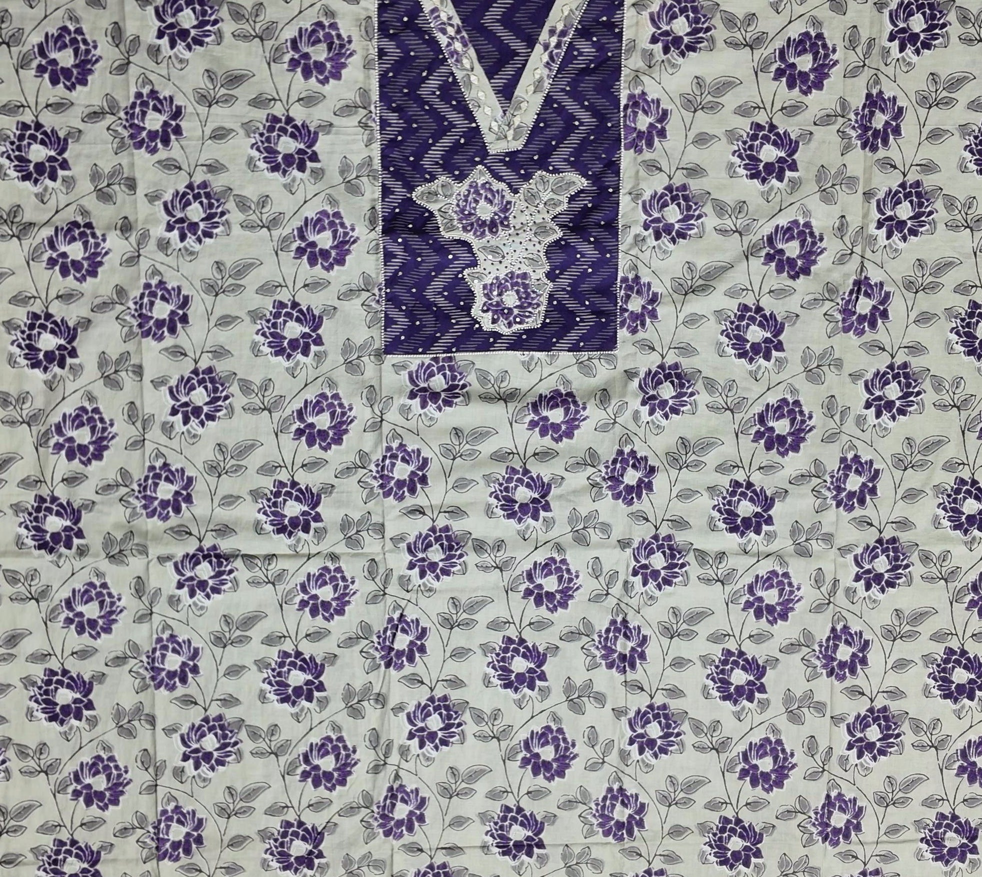 Chic Violet Waves: Unstitched Comfort Suit Set