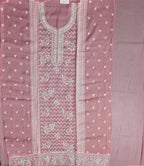 Blossom Delight: Unstitched Embroidered Suit in Coral Hues
