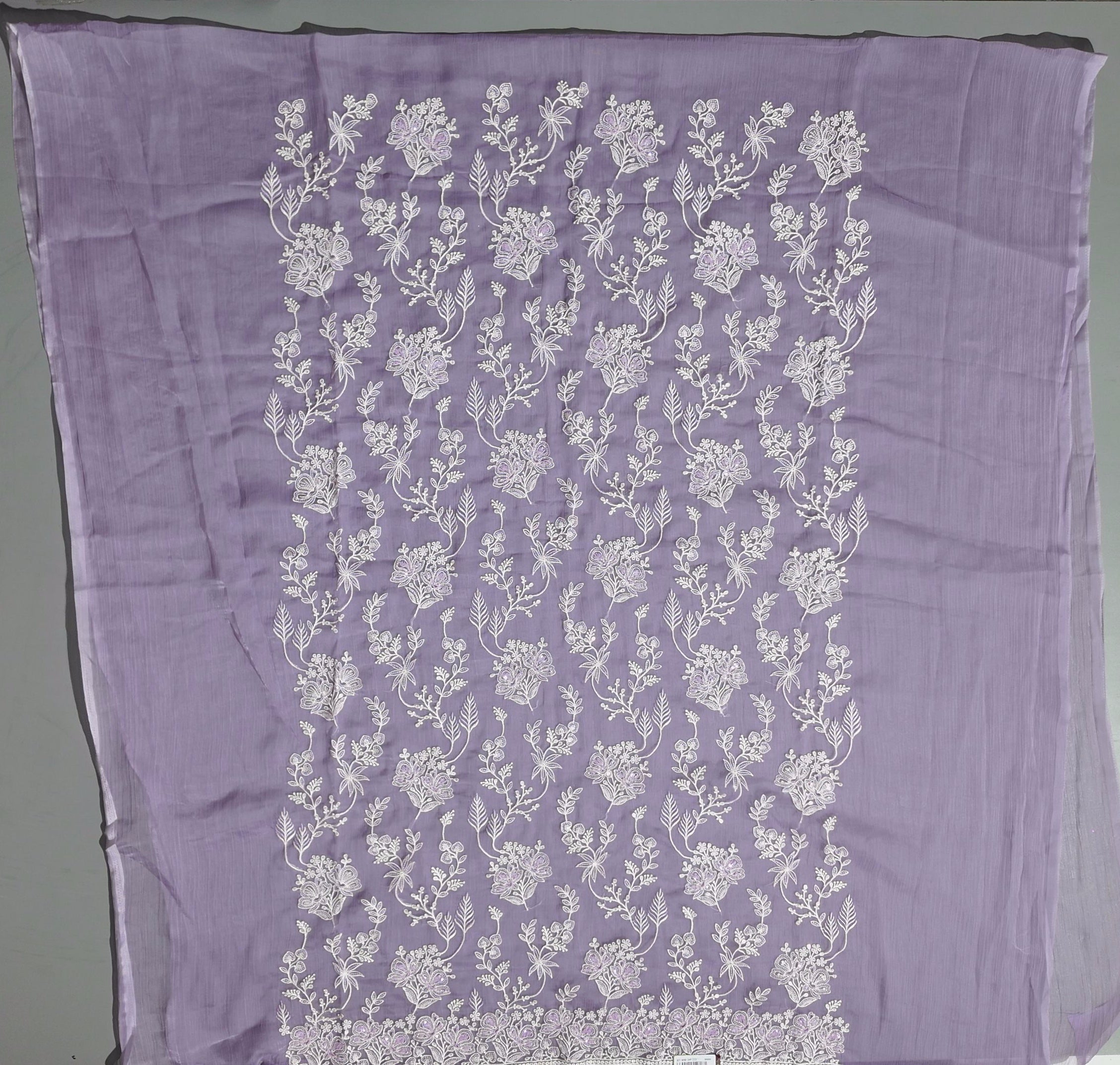 Lilac Dreams: Intricately Embroidered Unstitched Suit Fabric