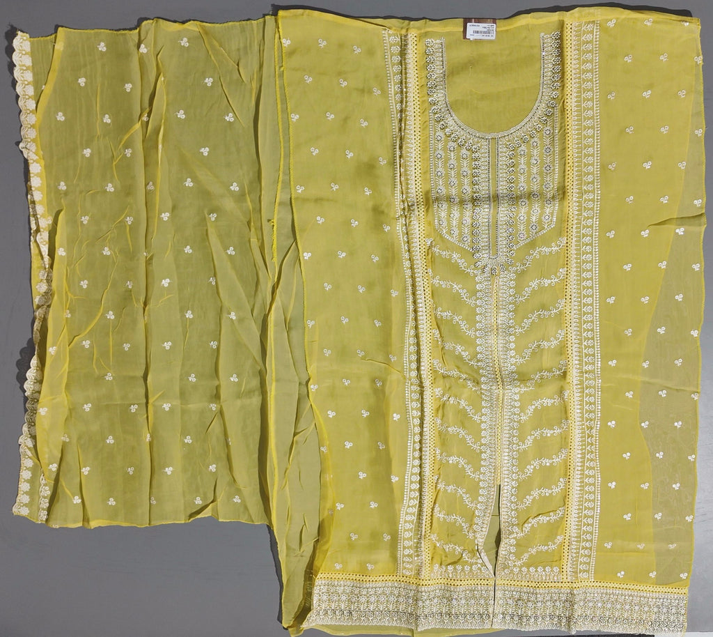 Sunshine Glow: Unstitched Suit with Intricate Threadwork