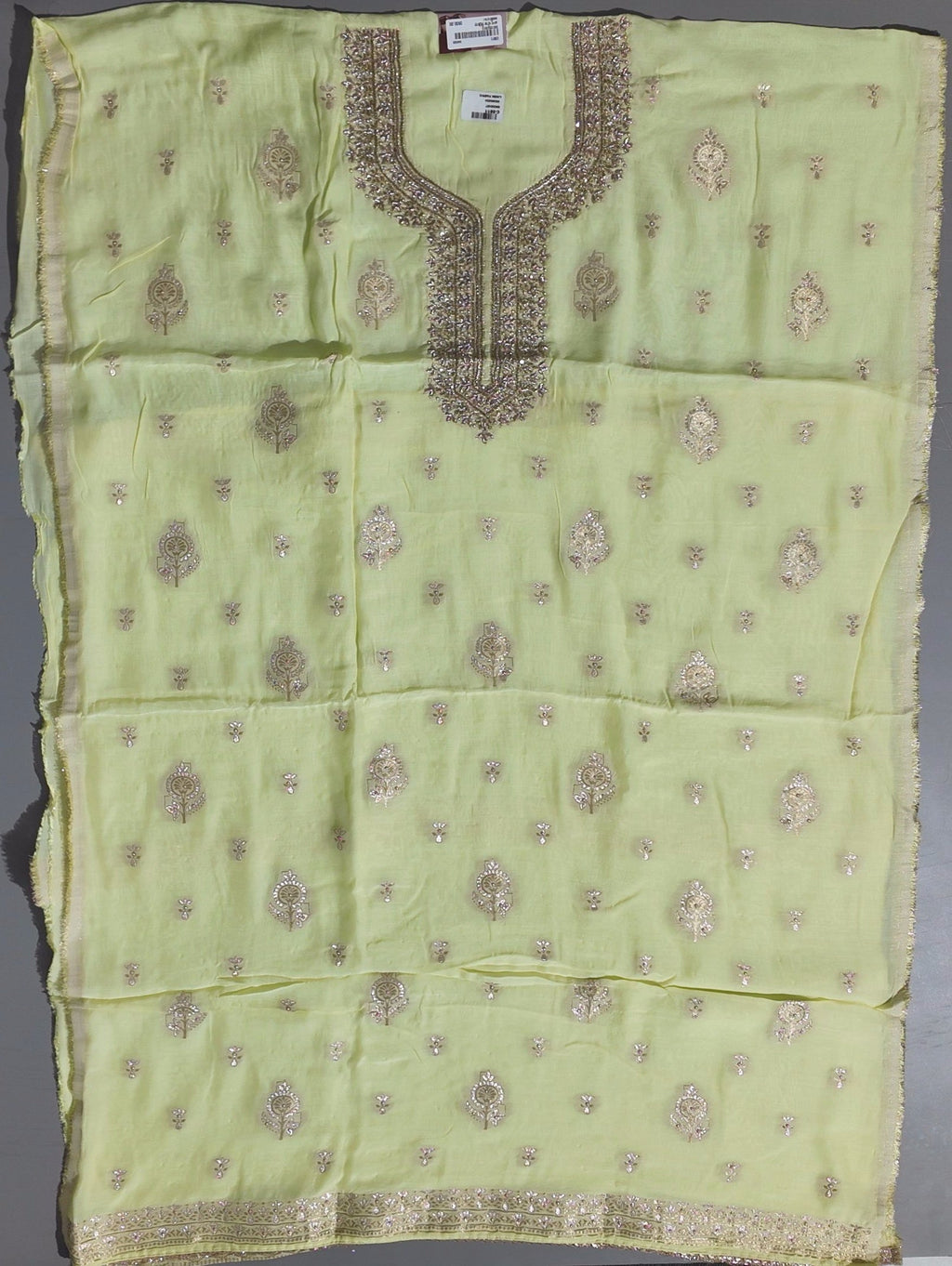 Luminous Lemon: Handcrafted Embroidered Unstitched Masterpiece