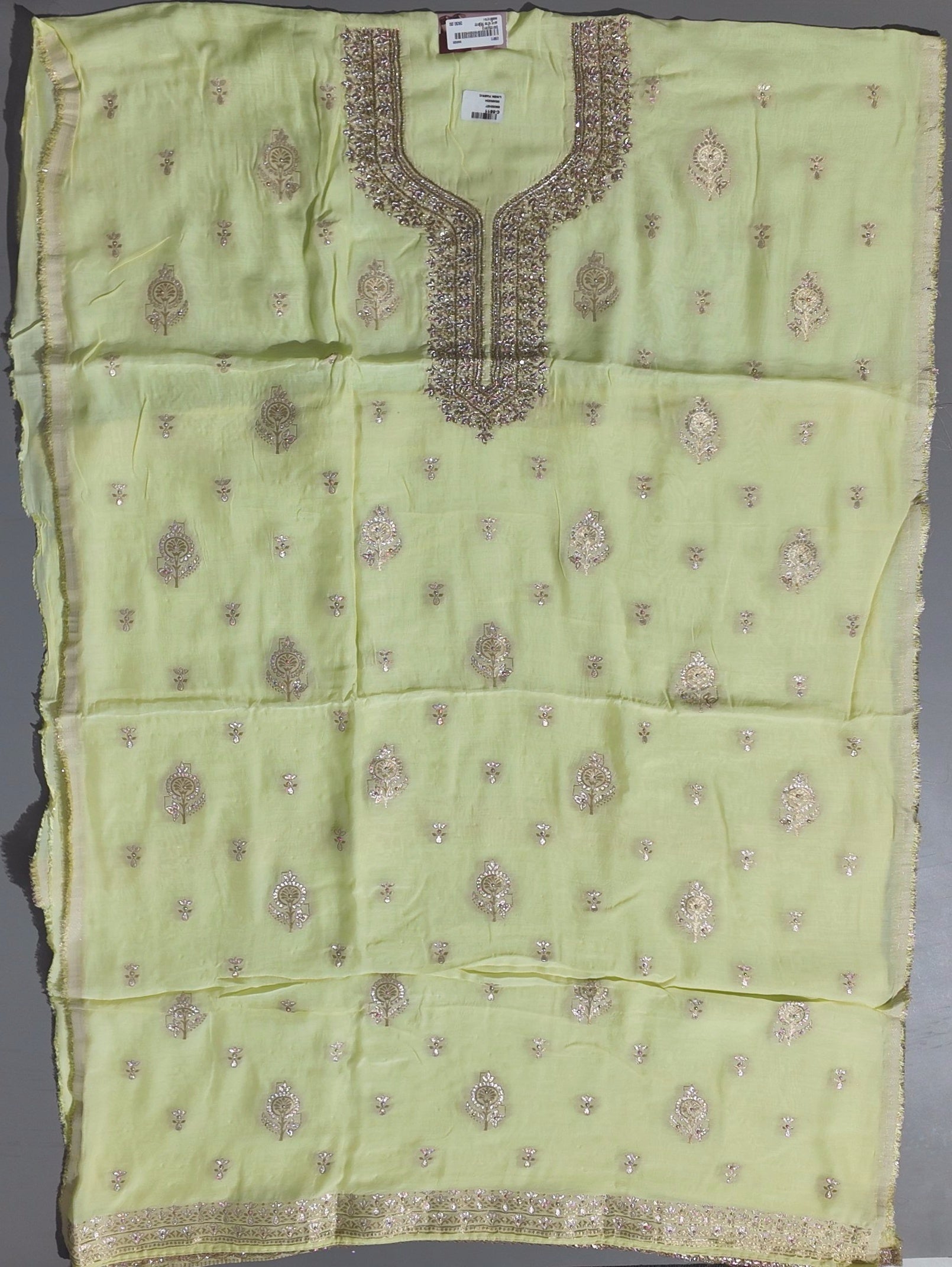 Luminous Lemon: Handcrafted Embroidered Unstitched Masterpiece