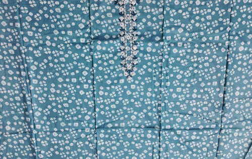 Aqua Blossoms: Unstitched Suit with Floral Embroidered Charm