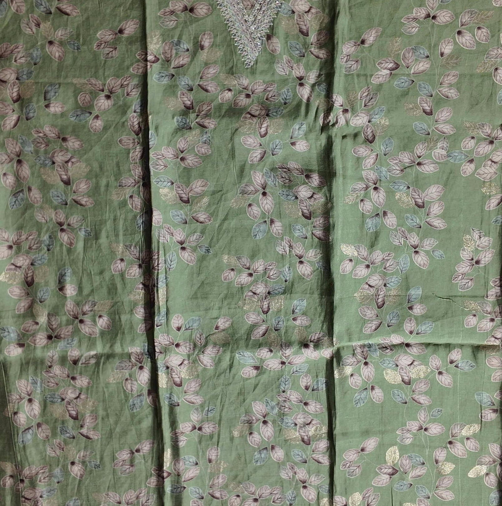 Enchanted Leaf Motif Unstitched Suit with Intricate Lace