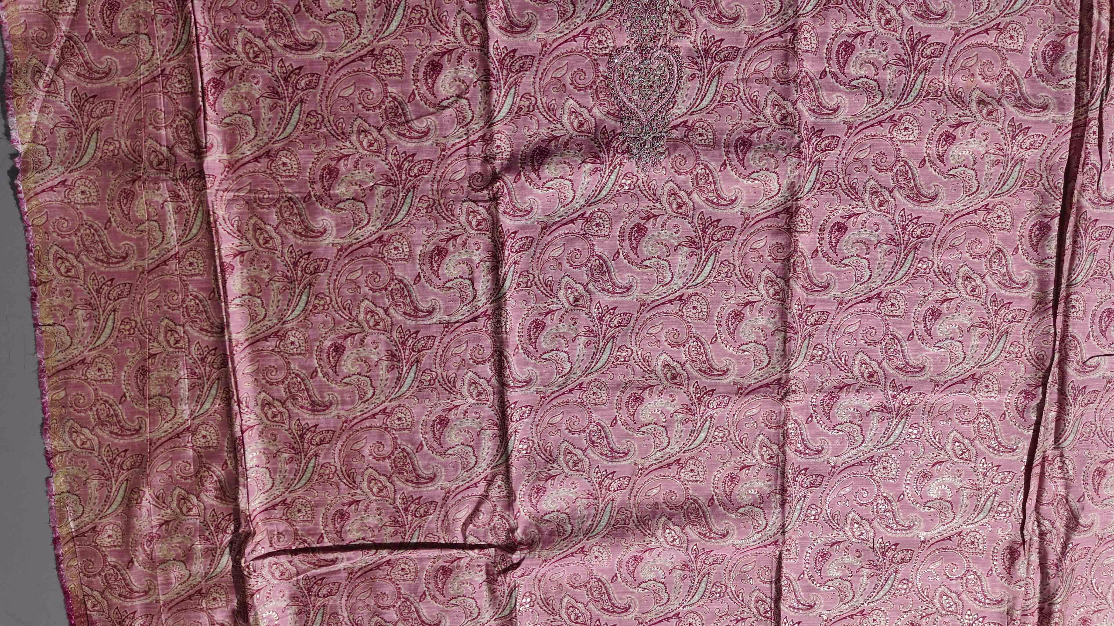 Charming Fuchsia Paisley Unstitched Suit for Festive Elegance",