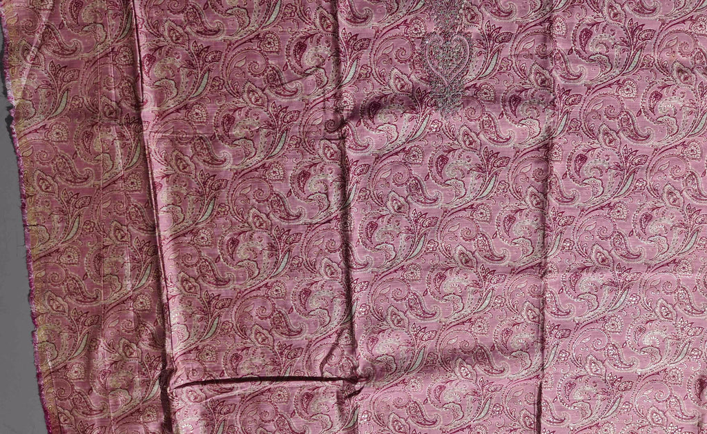 Blossom Allure: Pink Paisley Unstitched Suit