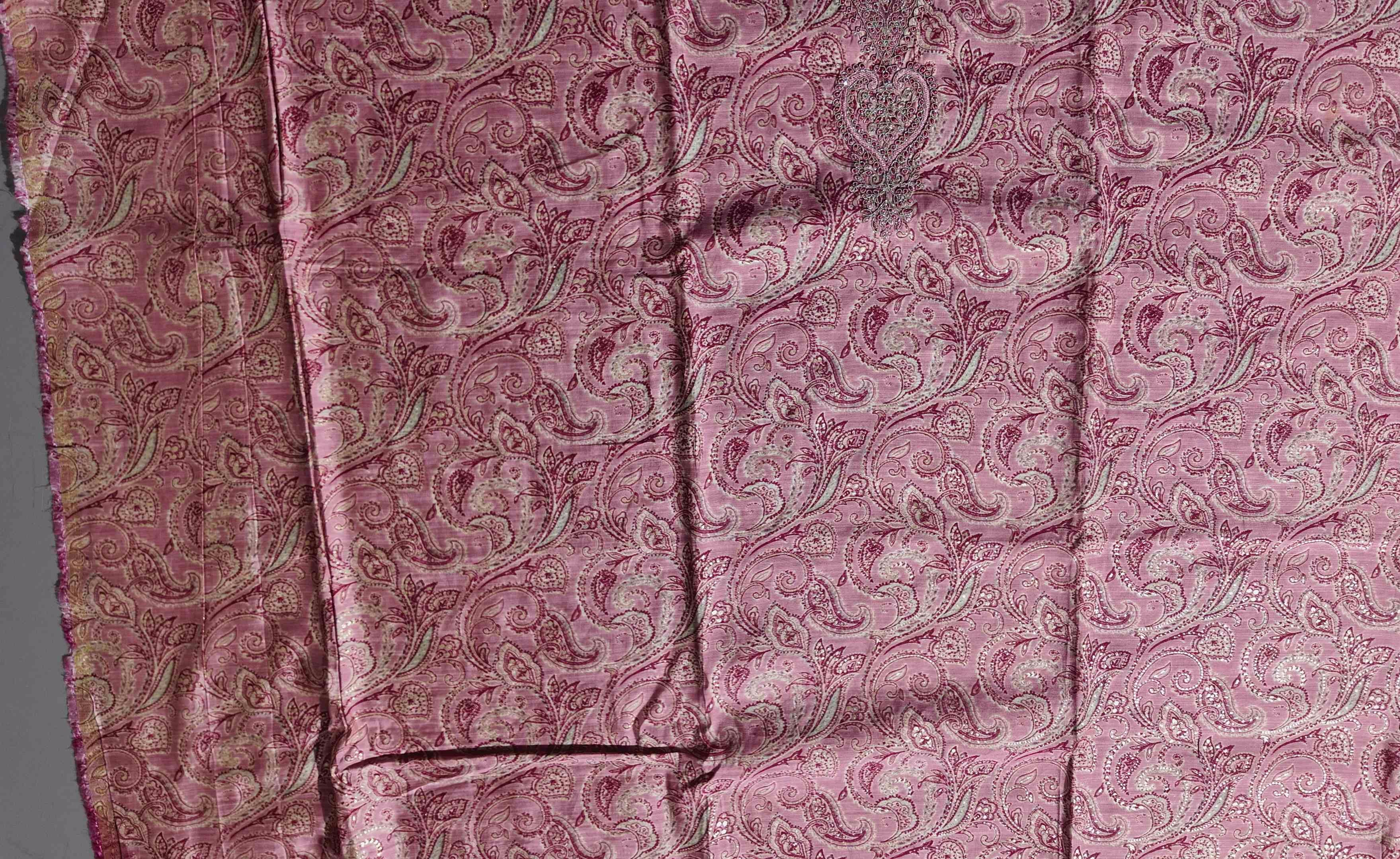 Blossom Allure: Pink Paisley Unstitched Suit