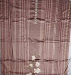 Charming Chocolate Unstitched Suit with Floral Embroidery