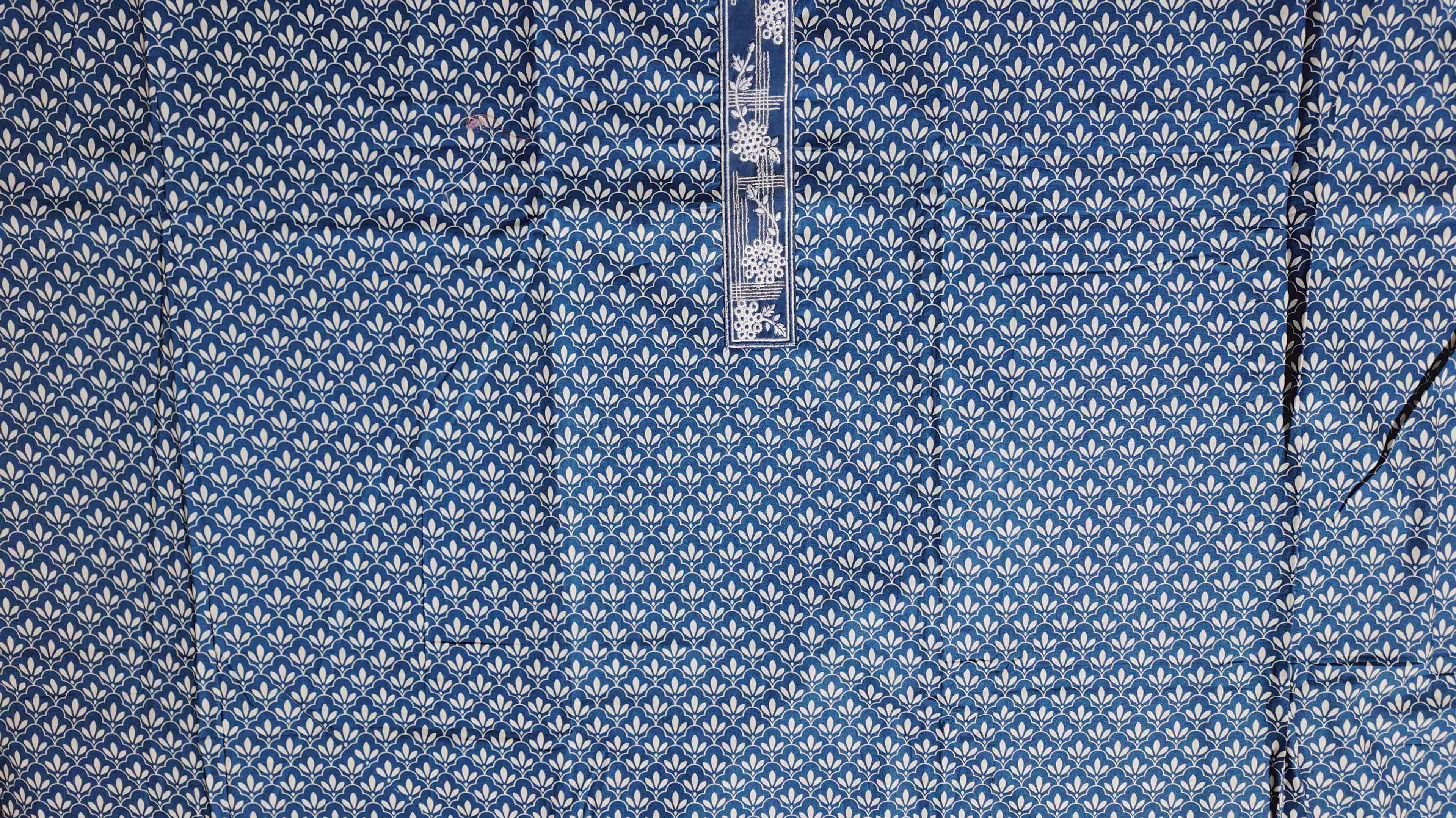 Midnight Indigo Floral Unstitched Suit Set",