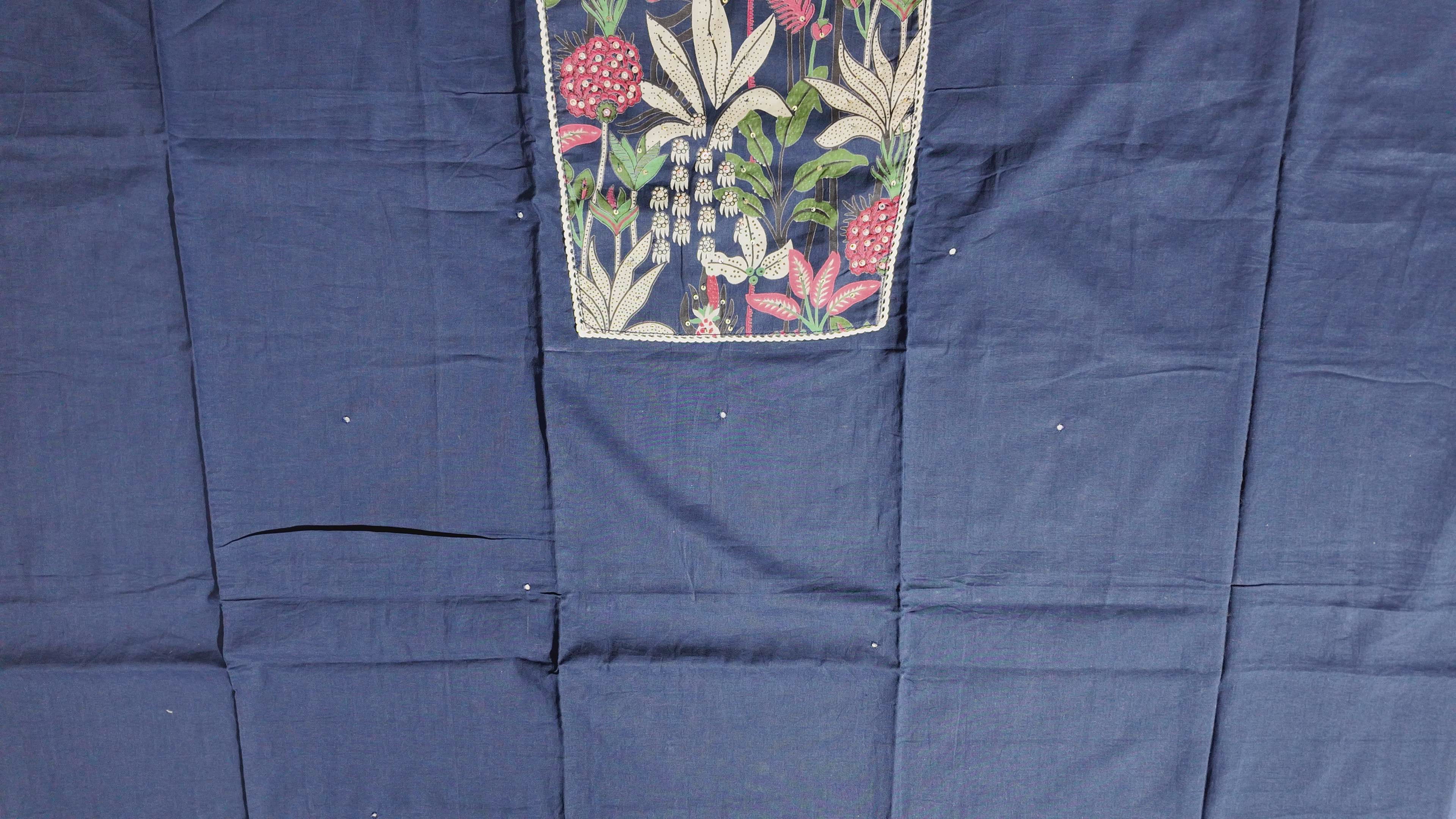 Botanical Bliss: Unstitched Comfort in Deep Blue",