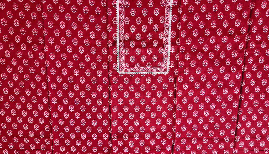 Crimson Bloom: Unstitched Suit for Stylish Comfort