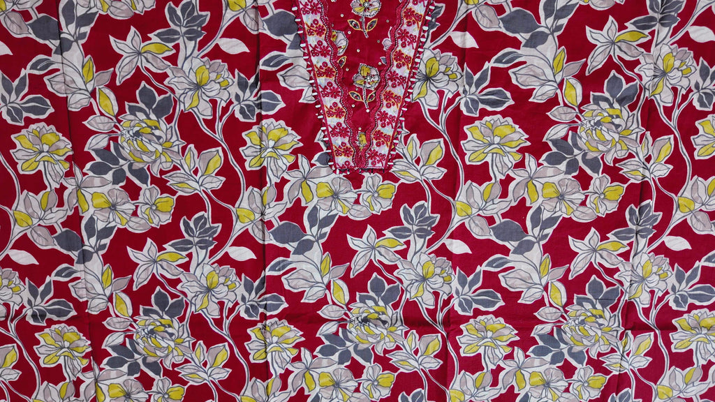 Blooming Festive Unstitched Suit – Vibrant Floral Delight