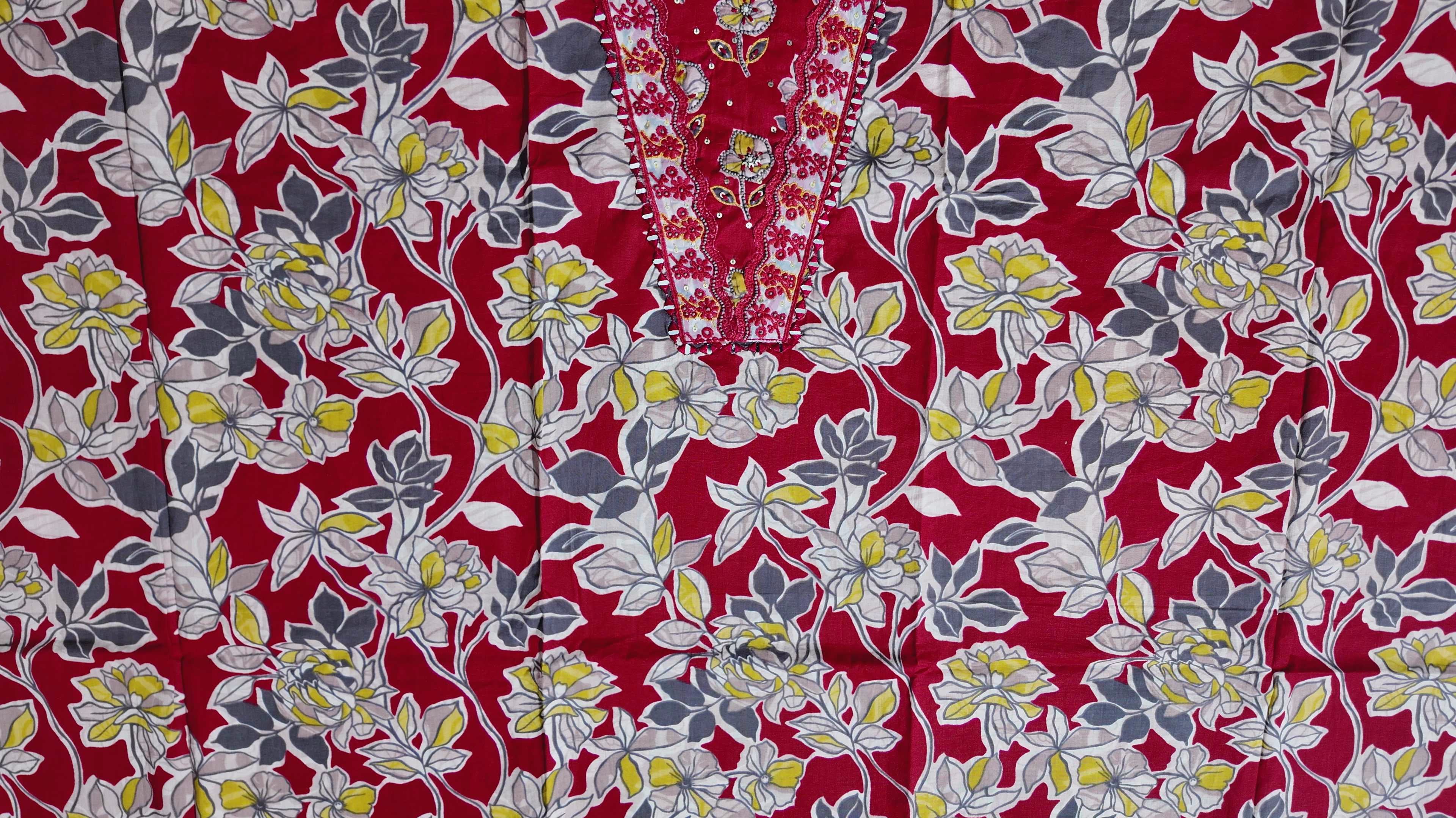 Blooming Festive Unstitched Suit – Vibrant Floral Delight",