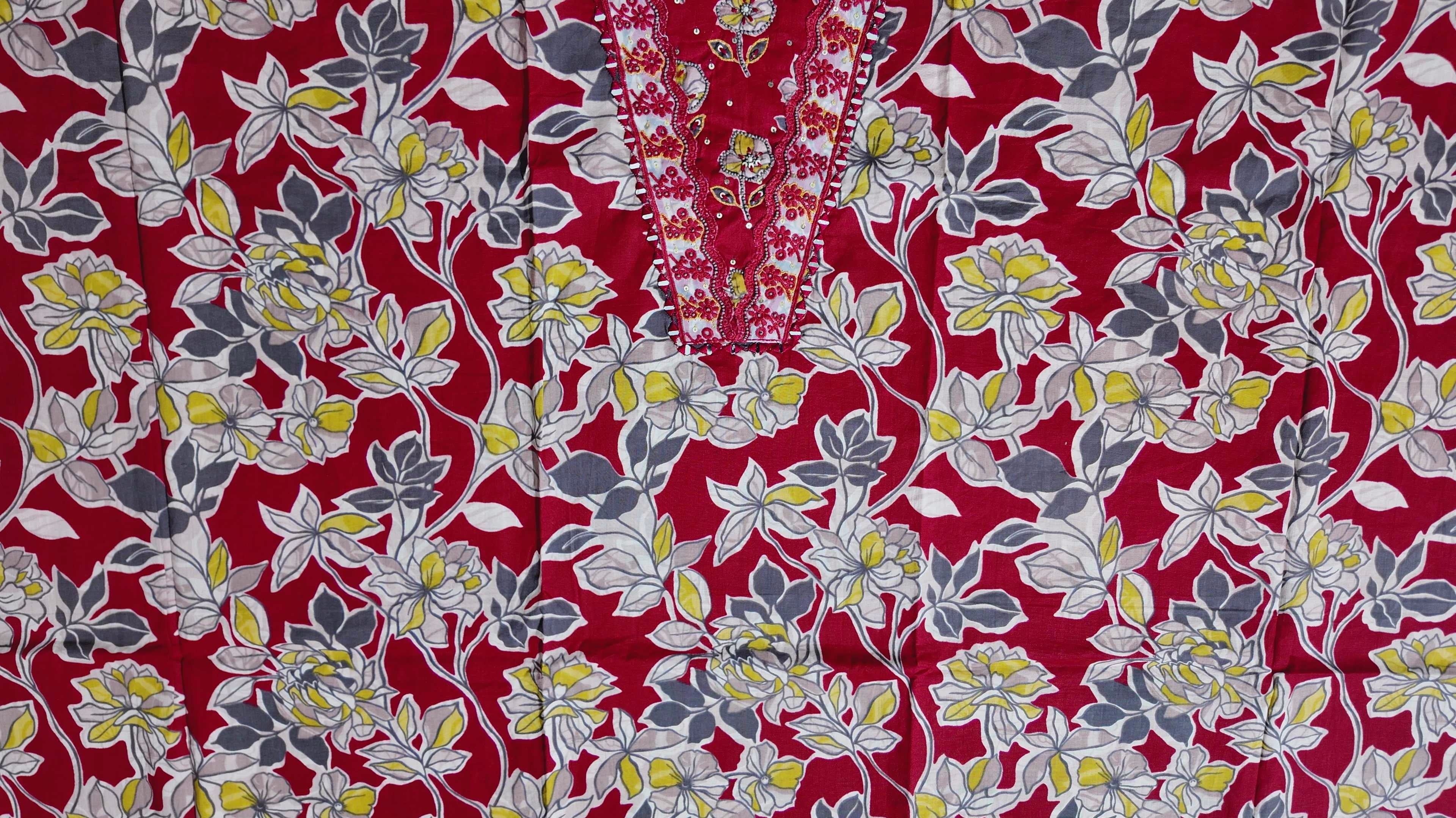 Vibrant Floral Bliss: Comfort Unstitched Suit Set