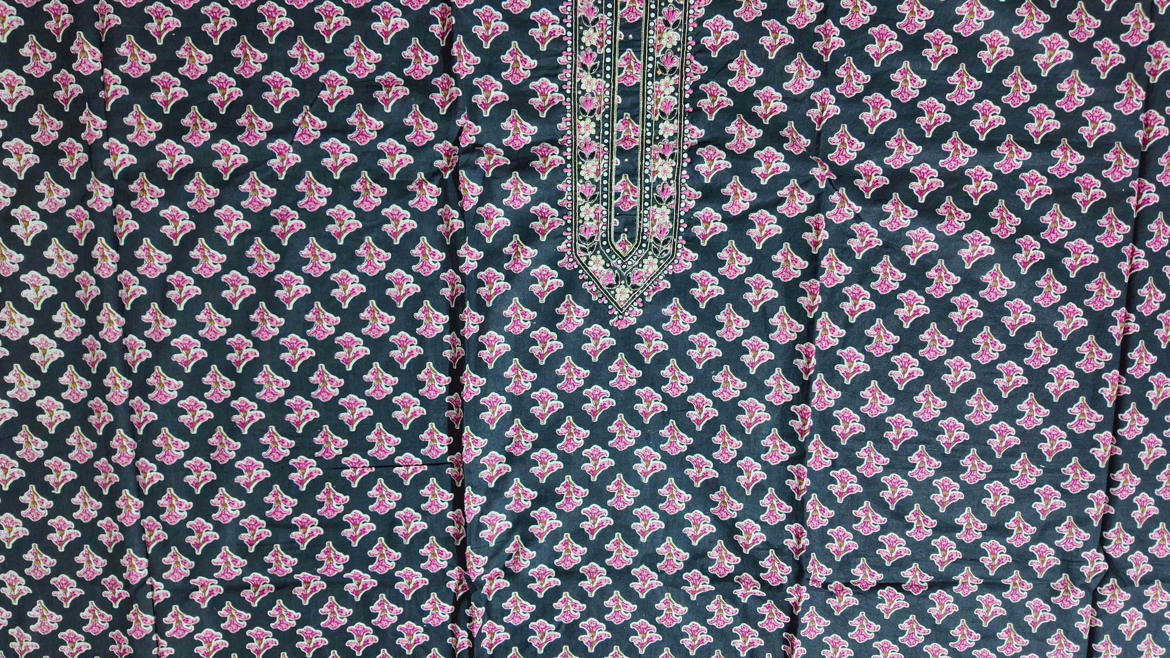 Midnight Bloom Unstitched Suit with Intricate Embroidery