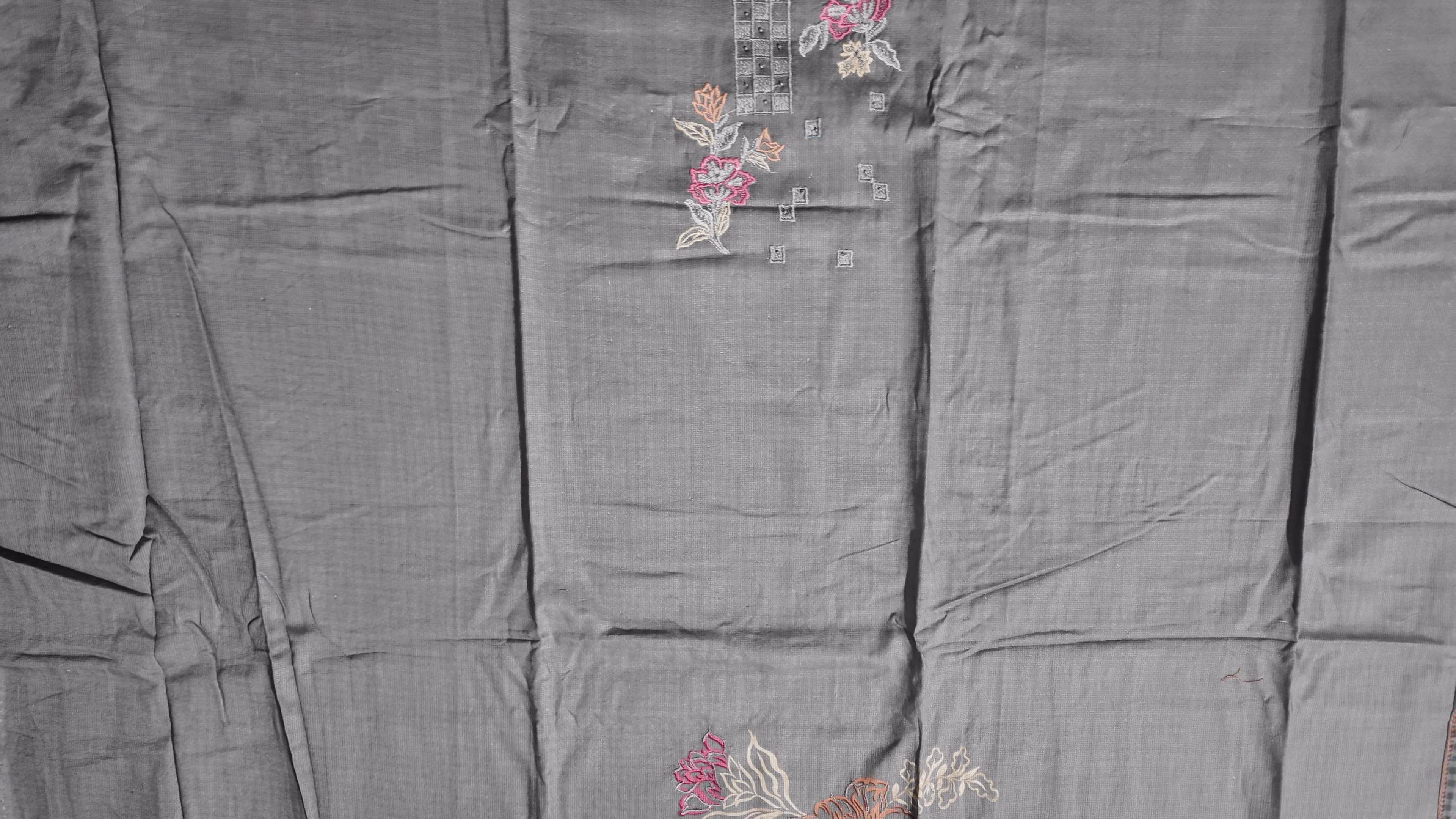 Charcoal Blossom: Artisanal Unstitched Suit Fabric",