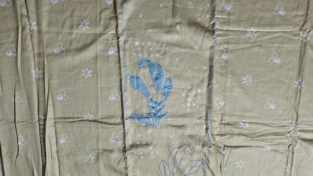 Chic Sage & Sky Unstitched Suit with Leafy Elegance