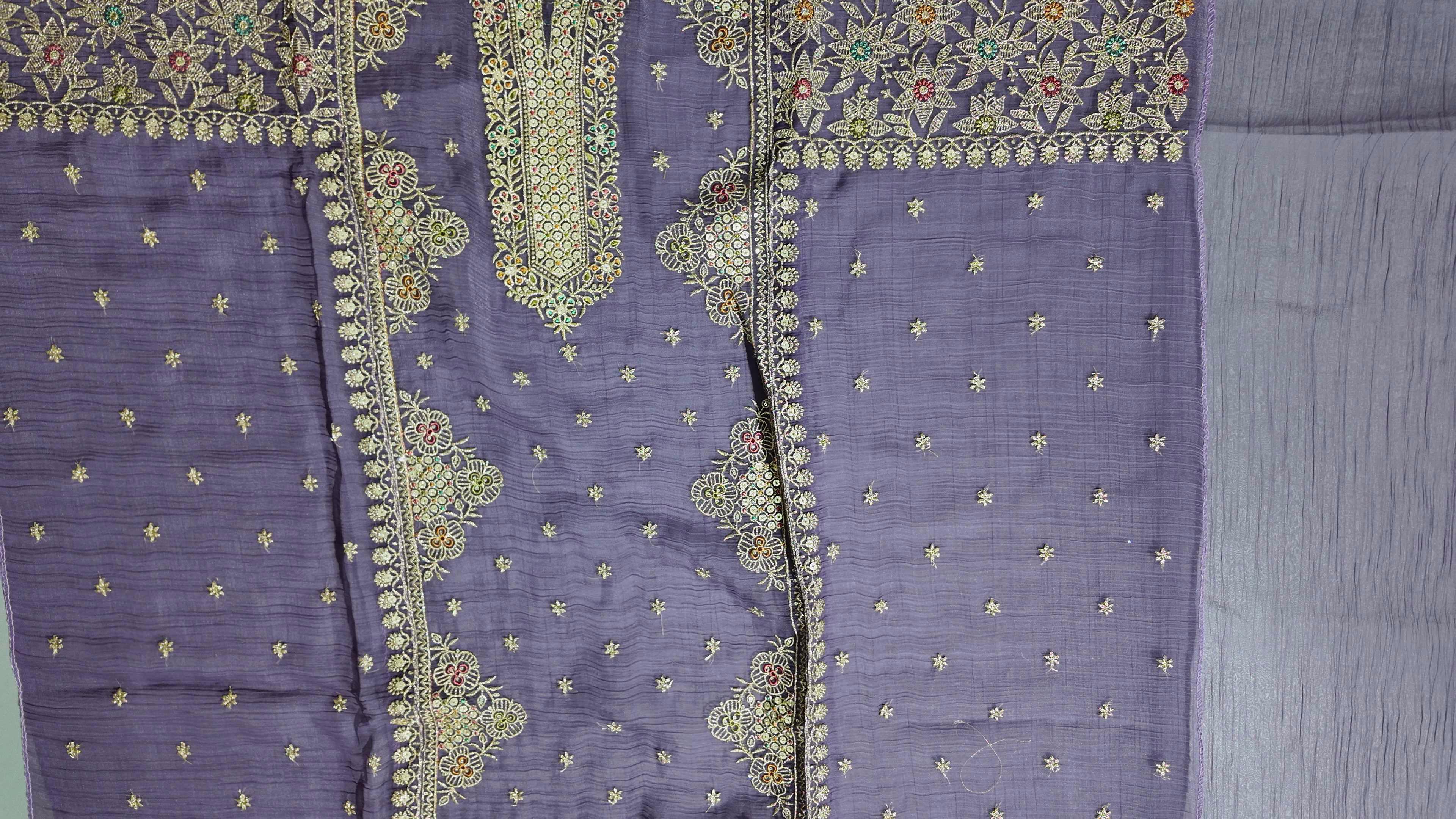 Regal Plum Embroidered Unstitched Suit with Floral Intricacies",