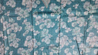 Serene Aqua Blossoms: Unstitched Suit with Intricate Lace