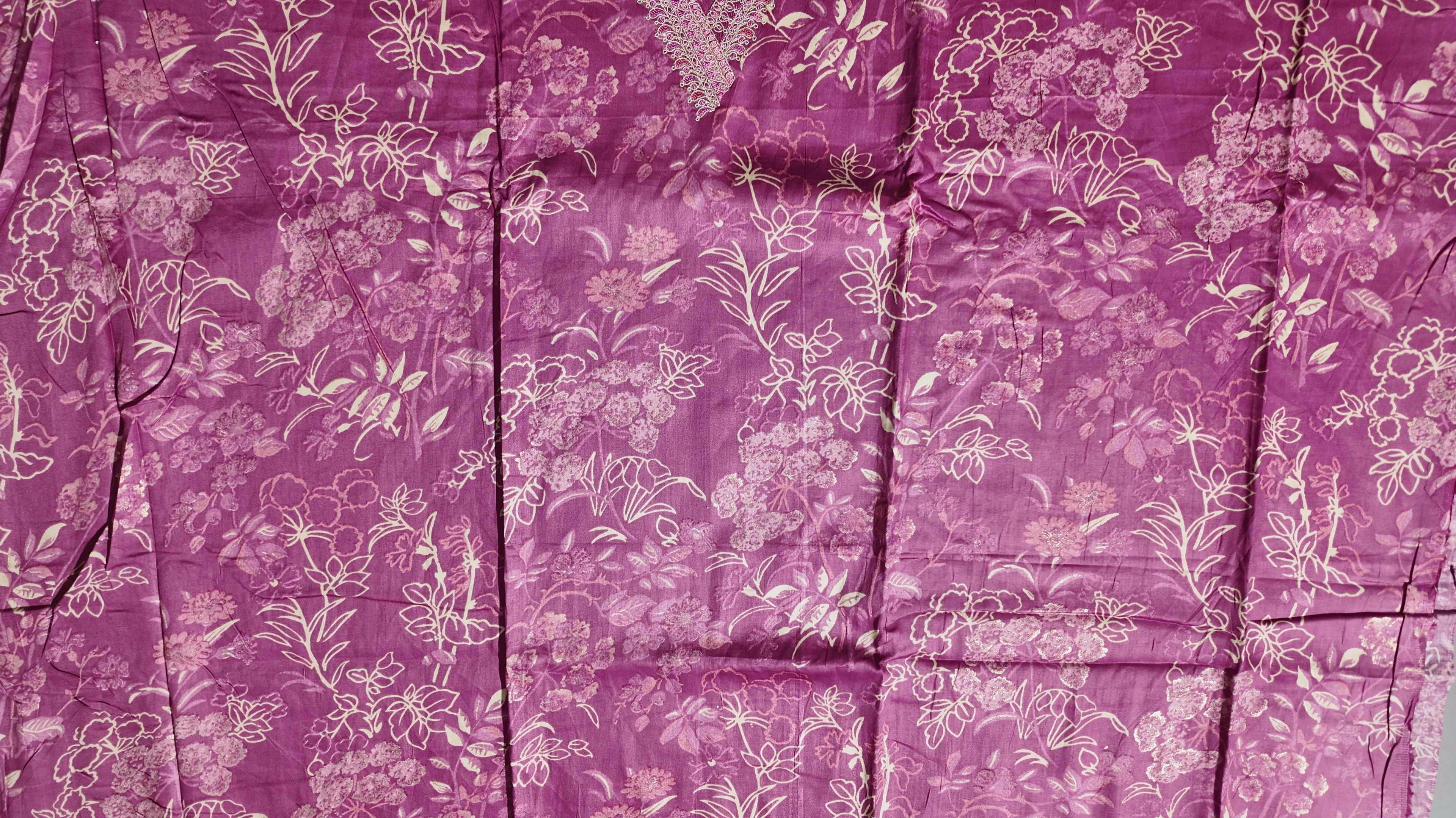 Floral Fuchsia Fantasy: Unstitched Suit Canvas",